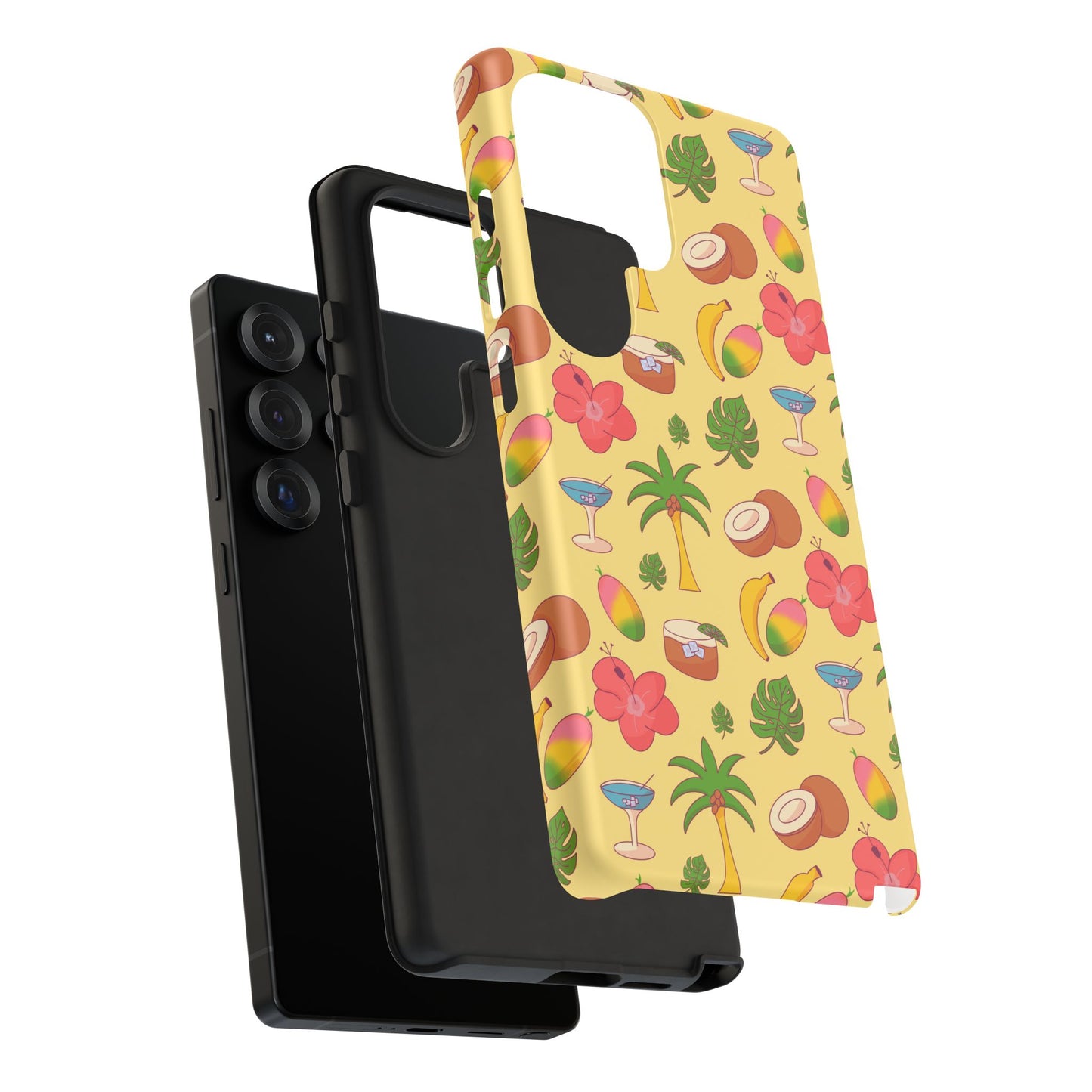 Tropical Cocktail Phone Case – Retro Summer Fruit & Palm Tree Pattern for iPhone & Samsung