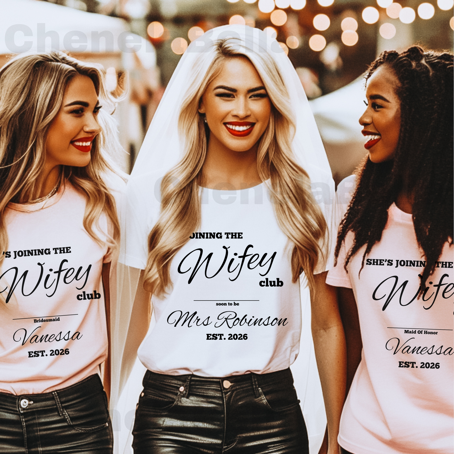 Custom Maid Of Honor She's Joining The Wifey Club Bachelorette T-Shirt, Personalised Hen Party, Maid of Honor Gift, Matching Bridesmaid