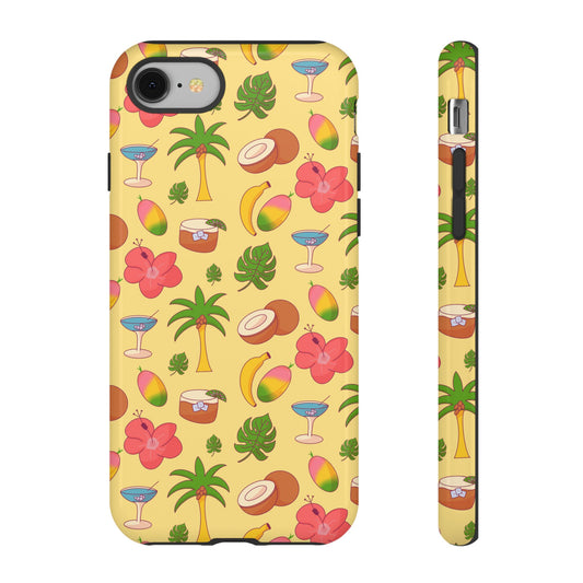 Tropical Cocktail Phone Case – Retro Summer Fruit & Palm Tree Pattern for iPhone & Samsung