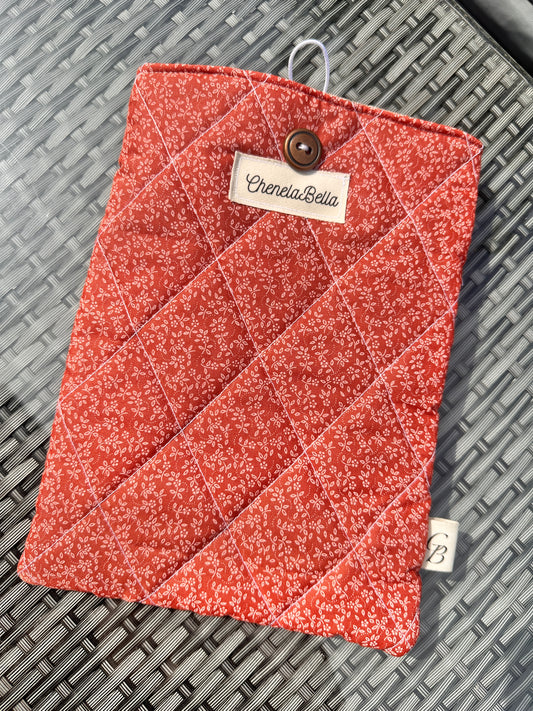 Ditzy Pink Quilted Book Sleeve