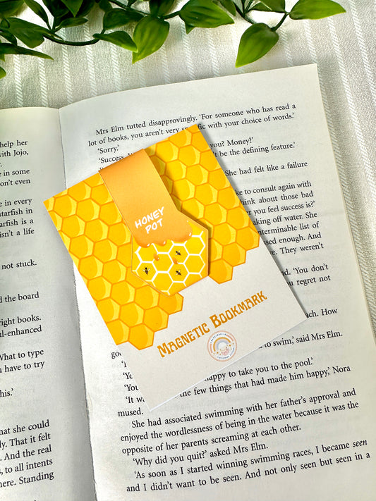 magnetic bookmark bee honeycomb on book