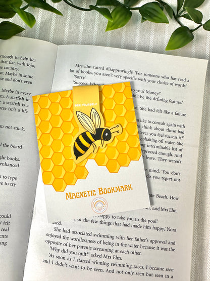 bee magnetic bookmark close up