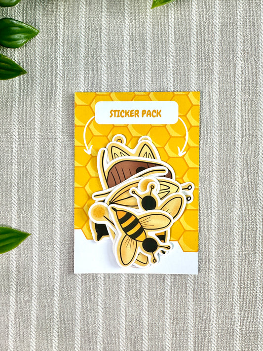 bee waterproof sticker pack vinyl with backing card