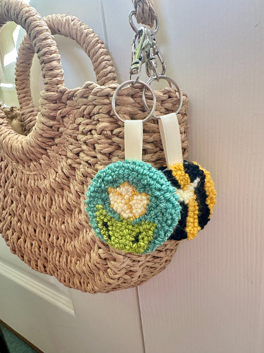 Tulip Punch Needle Keyring