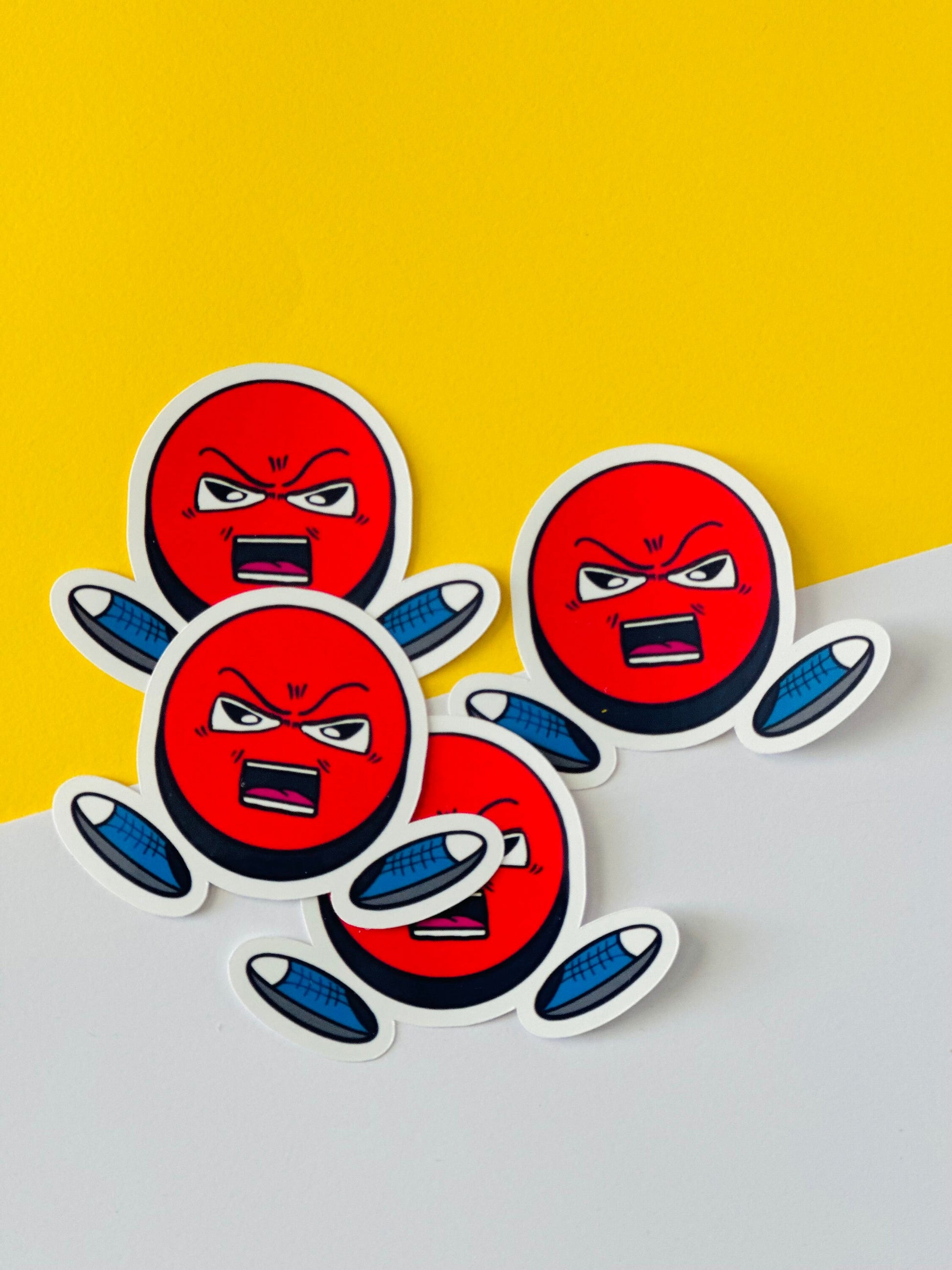 Mr Red Full Stop Cute Vinyl Waterproof Sticker in a group