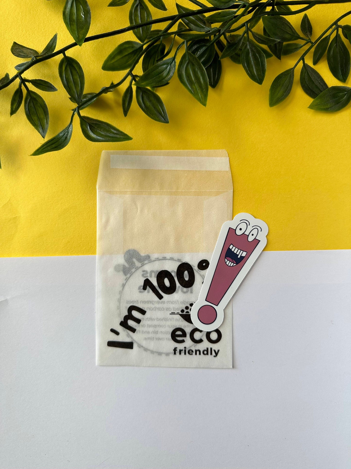 Vinyl waterproof sticker mr exclamation mark with glassine bag