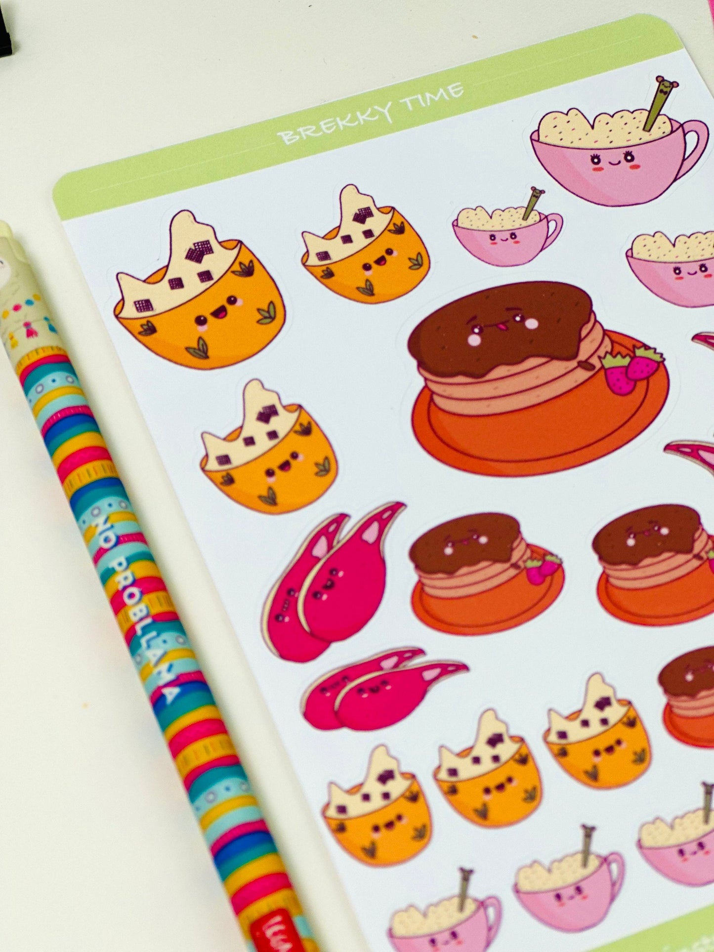 Cute Kawaii breakfast sticker sheet side