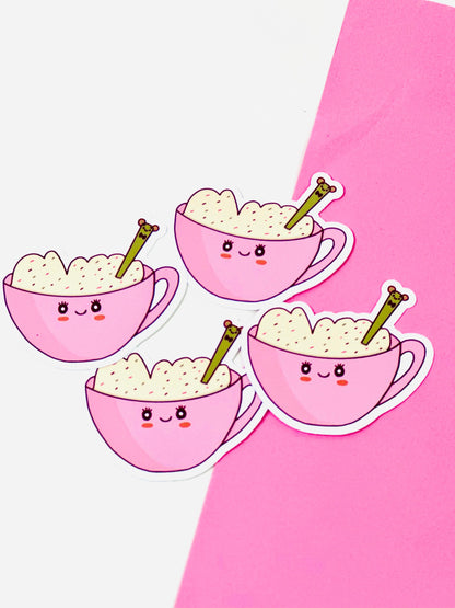 cute kawaii cappuccino coffee waterproof sticker as a group