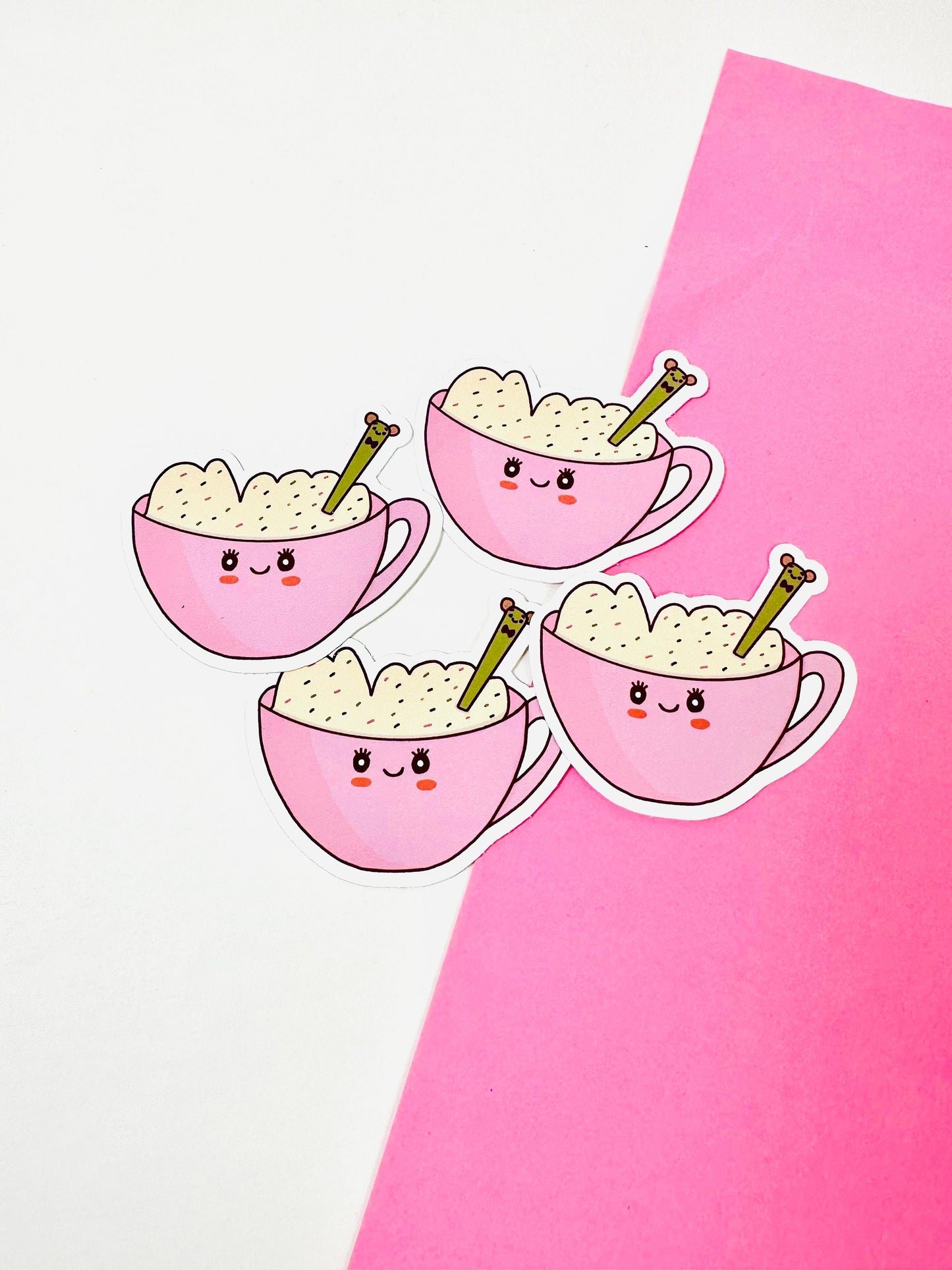 cute kawaii cappuccino coffee waterproof sticker