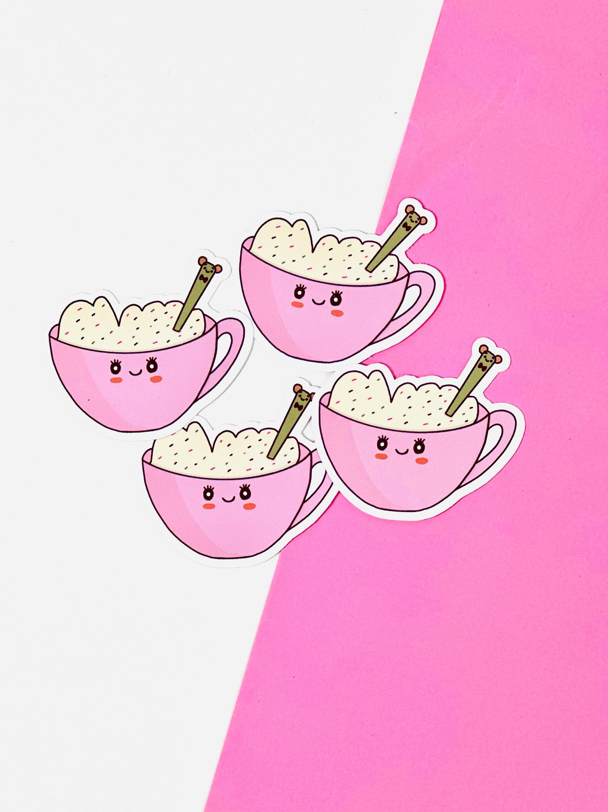 cute kawaii cappuccino coffee waterproof sticker in a group