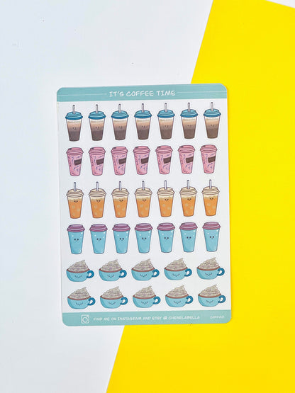Cute Kawaii Coffee Sticker Sheet