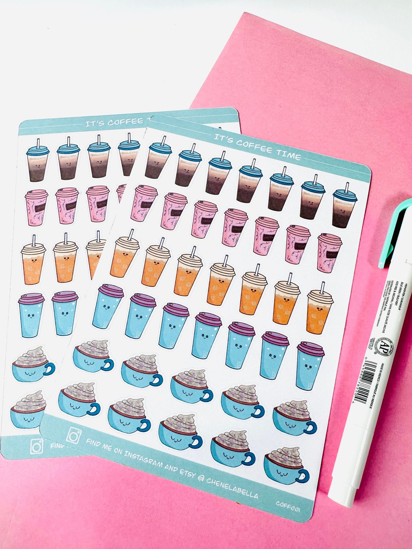 Cute Kawaii Coffee Sticker Sheet