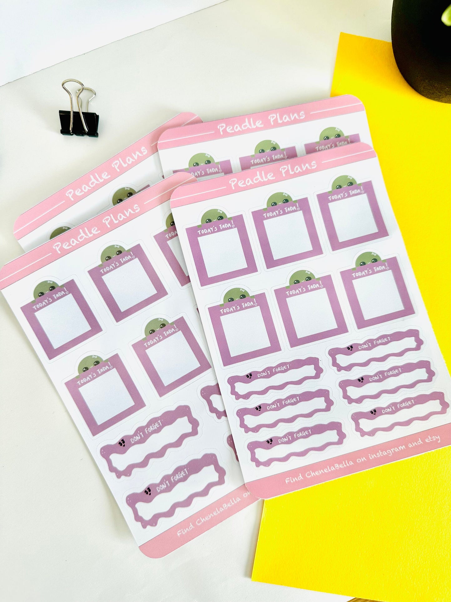 Planner sticker sheet close up in a group