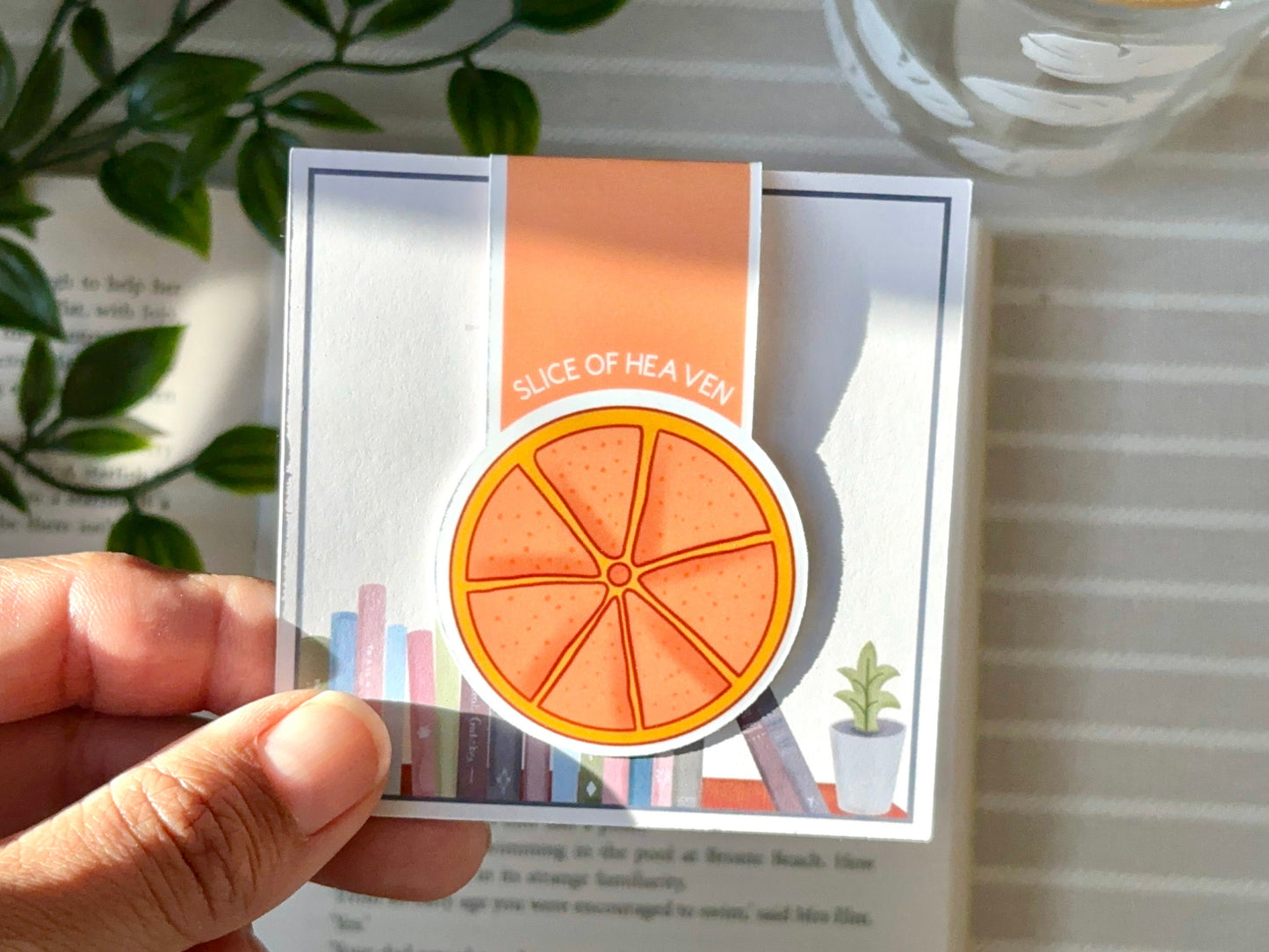 Orange Slice Magnetic Bookmark with packaging