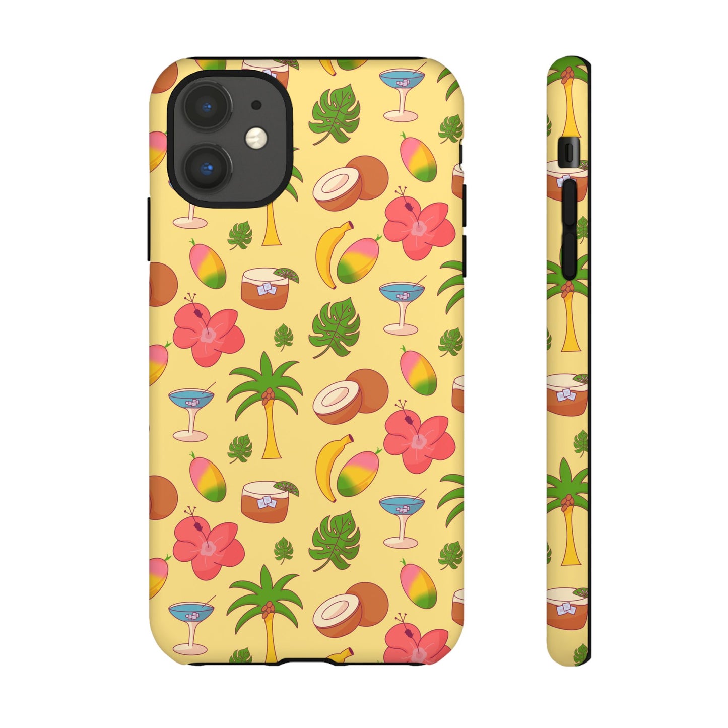 Tropical Cocktail Phone Case – Retro Summer Fruit & Palm Tree Pattern for iPhone & Samsung