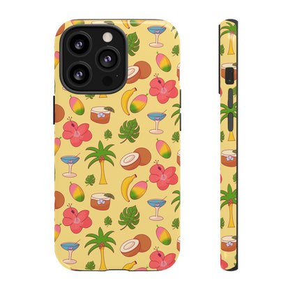 Tropical Cocktail Phone Case – Retro Summer Fruit & Palm Tree Pattern for iPhone & Samsung