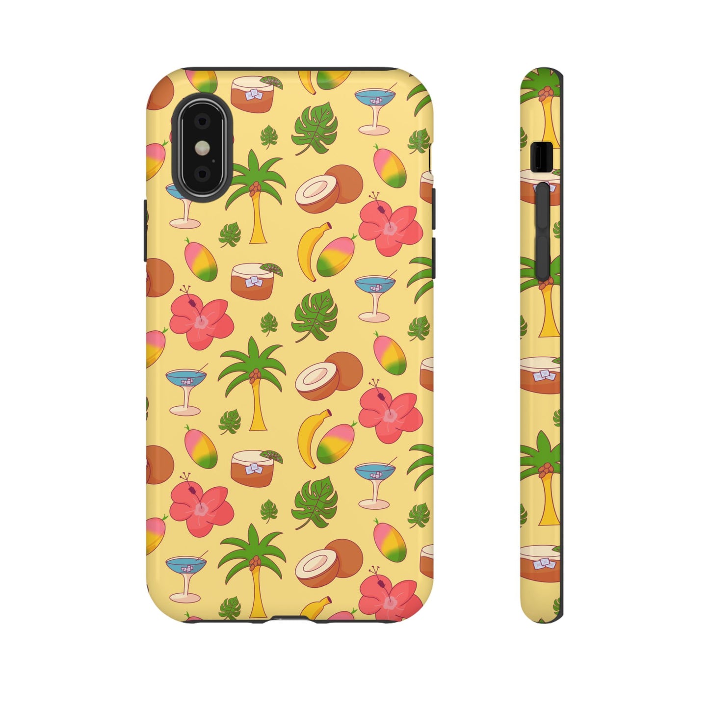 Tropical Cocktail Phone Case – Retro Summer Fruit & Palm Tree Pattern for iPhone & Samsung