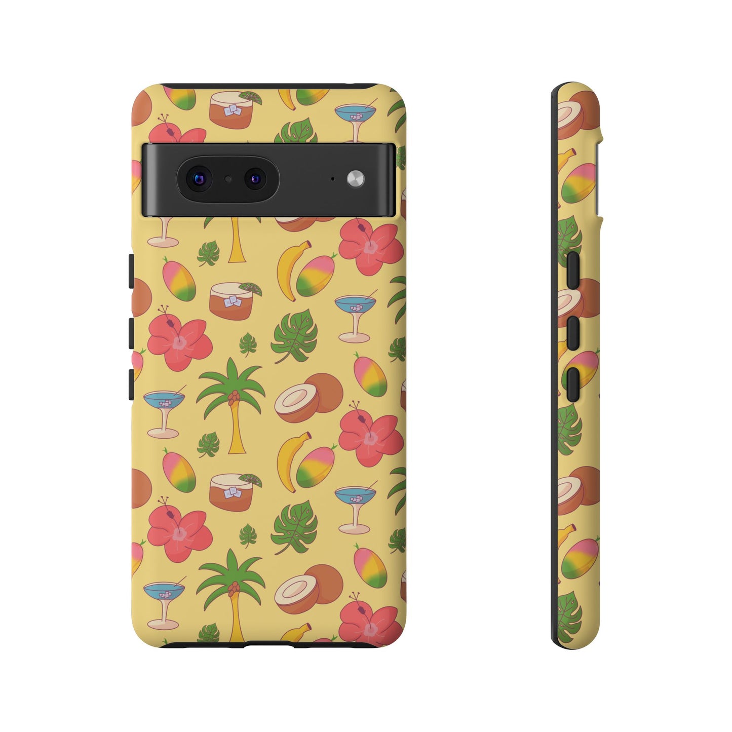 Tropical Cocktail Phone Case – Retro Summer Fruit & Palm Tree Pattern for iPhone & Samsung