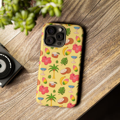 Tropical Cocktail Phone Case – Retro Summer Fruit & Palm Tree Pattern for iPhone & Samsung