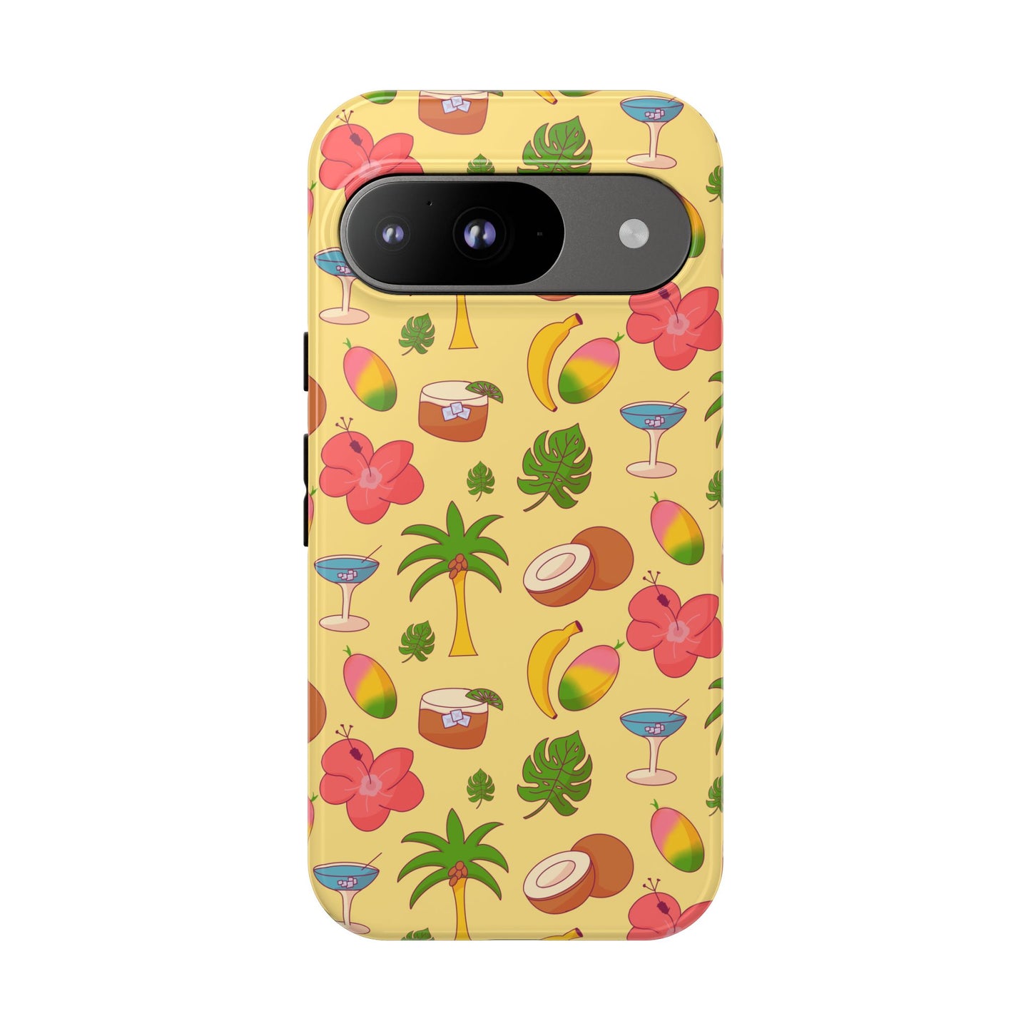 Tropical Cocktail Phone Case – Retro Summer Fruit & Palm Tree Pattern for iPhone & Samsung