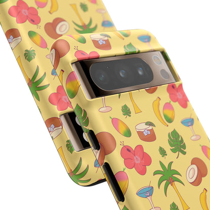 Tropical Cocktail Phone Case – Retro Summer Fruit & Palm Tree Pattern for iPhone & Samsung