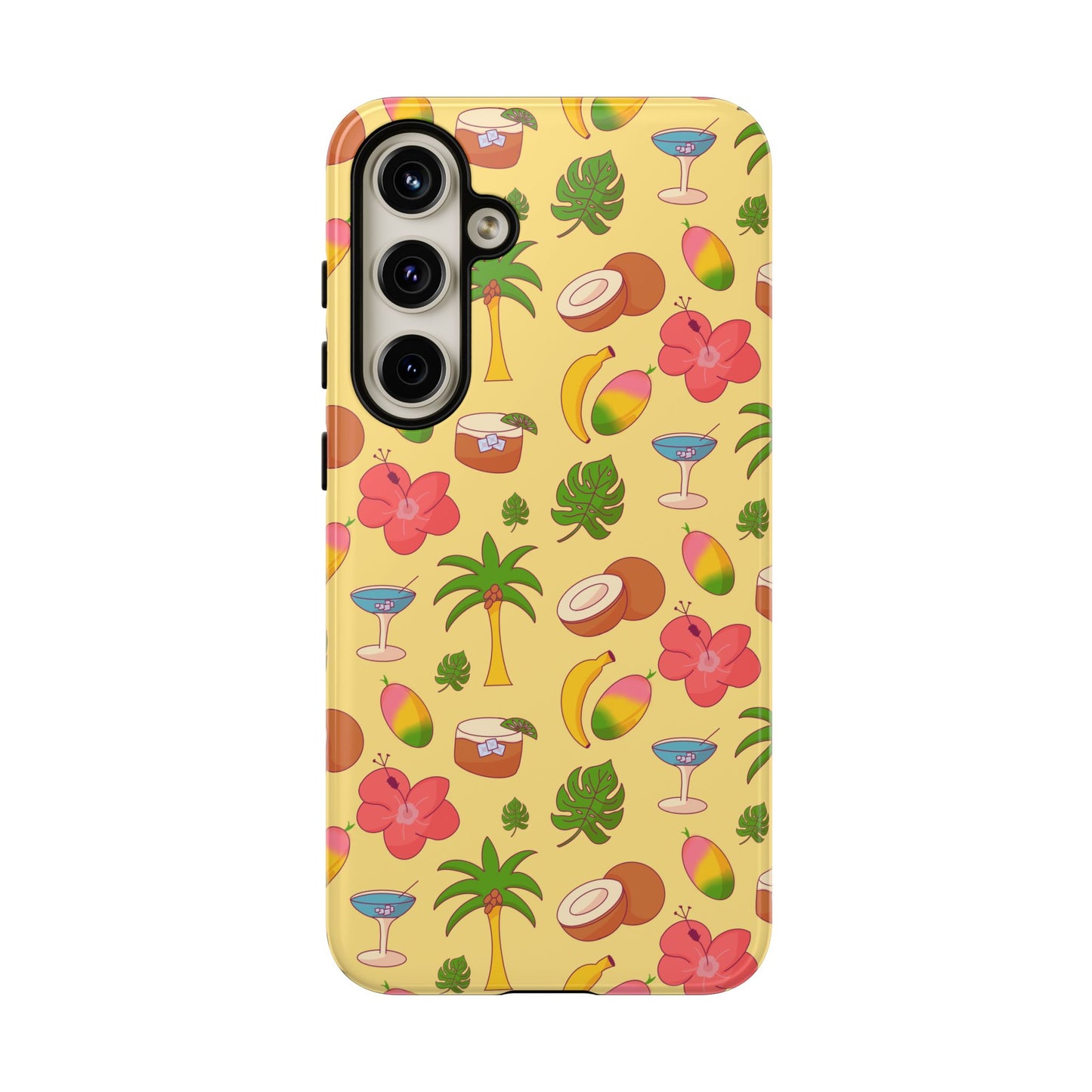 Tropical Cocktail Phone Case – Retro Summer Fruit & Palm Tree Pattern for iPhone & Samsung