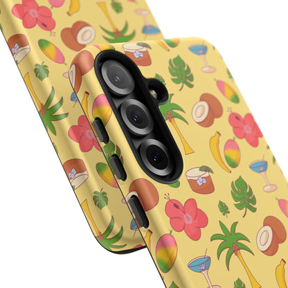 Tropical Cocktail Phone Case – Retro Summer Fruit & Palm Tree Pattern for iPhone & Samsung
