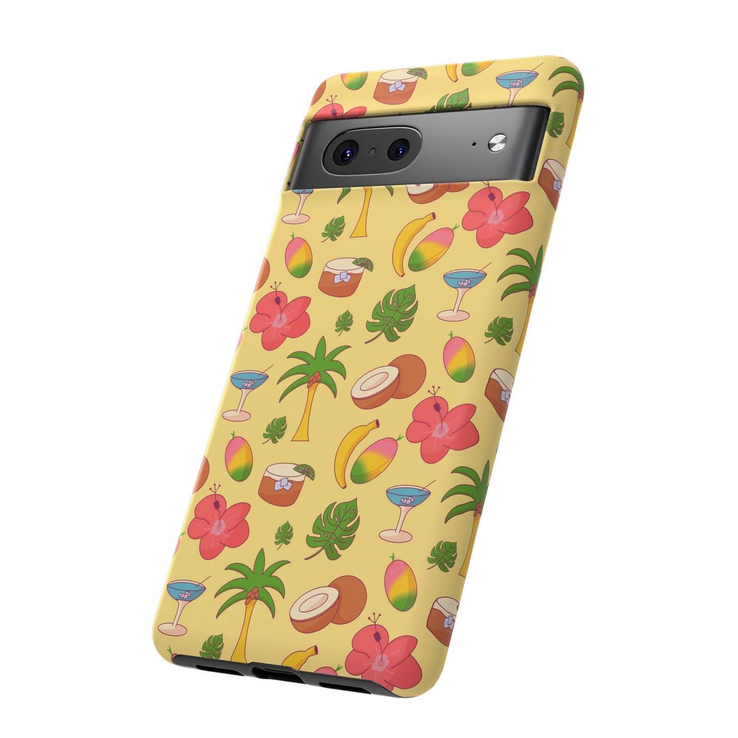 Tropical Cocktail Phone Case – Retro Summer Fruit & Palm Tree Pattern for iPhone & Samsung