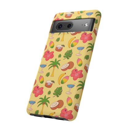 Tropical Cocktail Phone Case – Retro Summer Fruit & Palm Tree Pattern for iPhone & Samsung