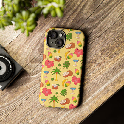 Tropical Cocktail Phone Case – Retro Summer Fruit & Palm Tree Pattern for iPhone & Samsung