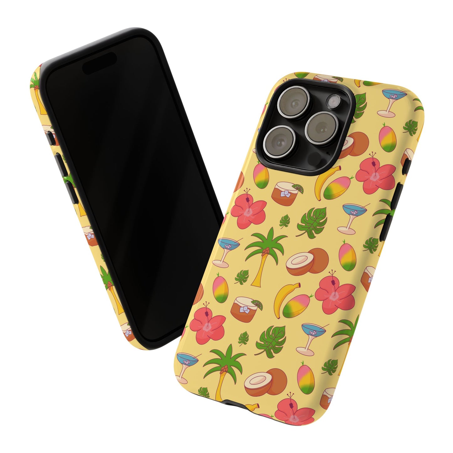 Tropical Cocktail Phone Case – Retro Summer Fruit & Palm Tree Pattern for iPhone & Samsung