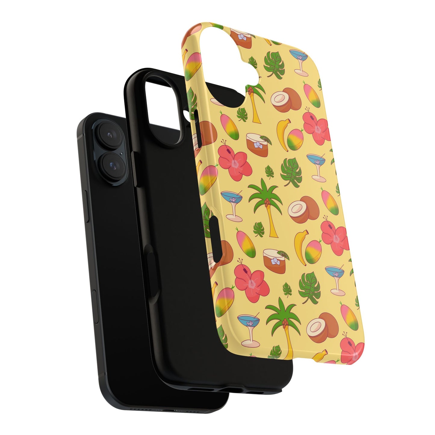 Tropical Cocktail Phone Case – Retro Summer Fruit & Palm Tree Pattern for iPhone & Samsung