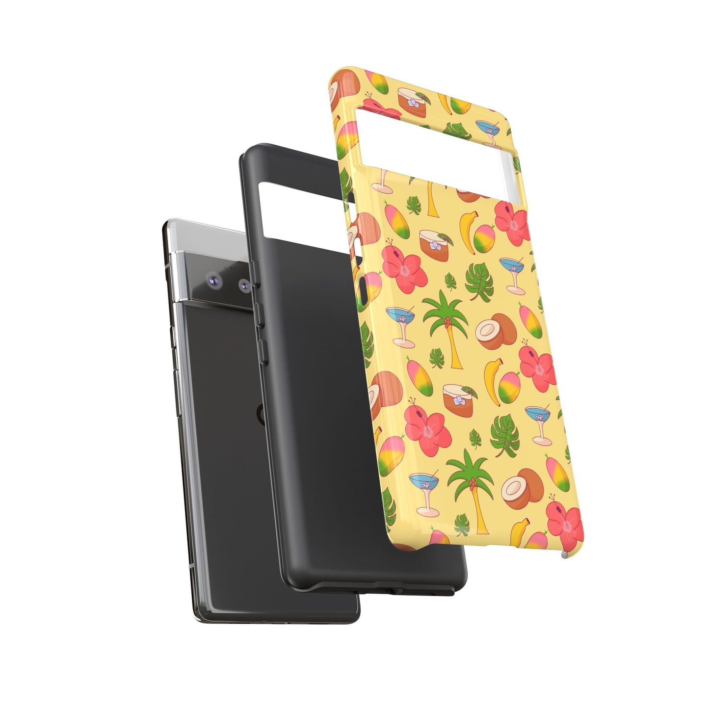 Tropical Cocktail Phone Case – Retro Summer Fruit & Palm Tree Pattern for iPhone & Samsung