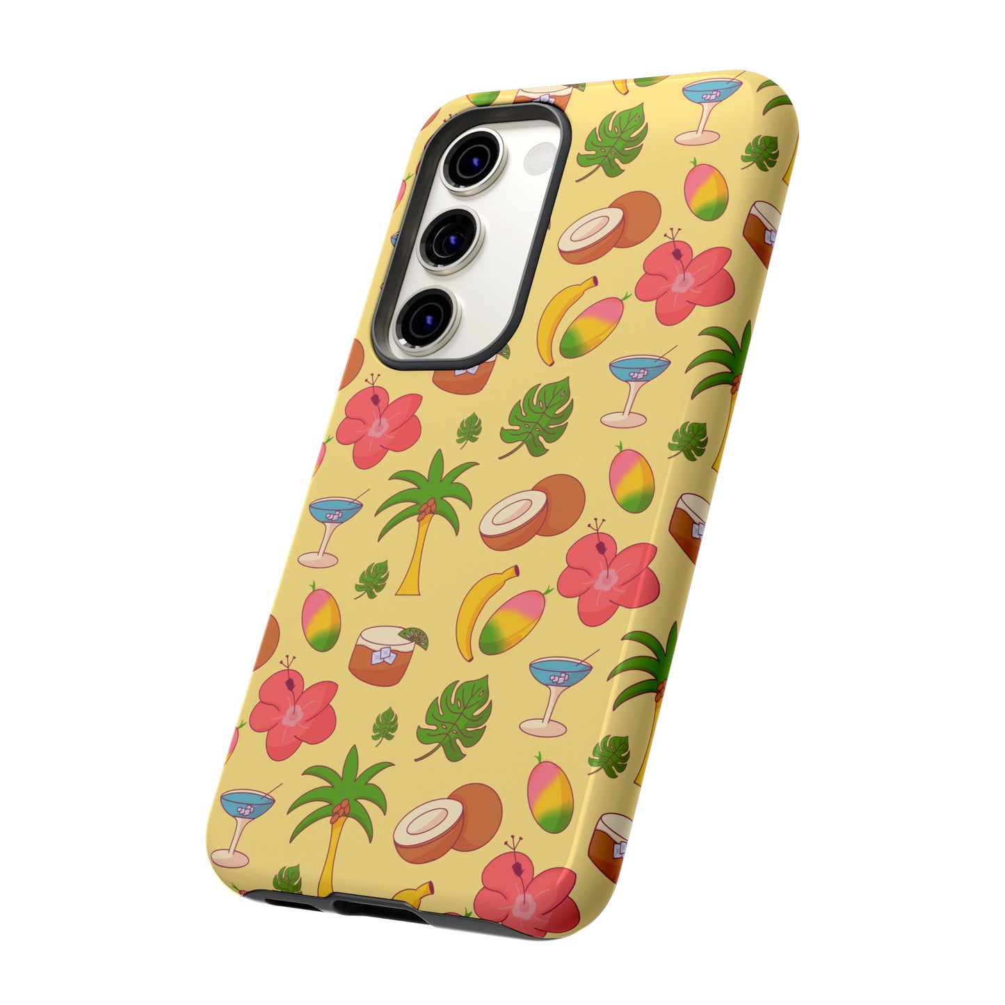 Tropical Cocktail Phone Case – Retro Summer Fruit & Palm Tree Pattern for iPhone & Samsung