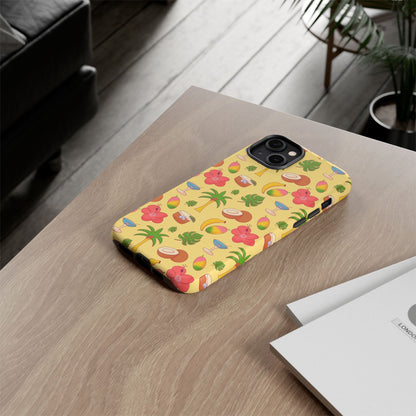 Tropical Cocktail Phone Case – Retro Summer Fruit & Palm Tree Pattern for iPhone & Samsung
