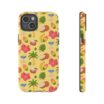 Tropical Cocktail Phone Case – Retro Summer Fruit & Palm Tree Pattern for iPhone & Samsung