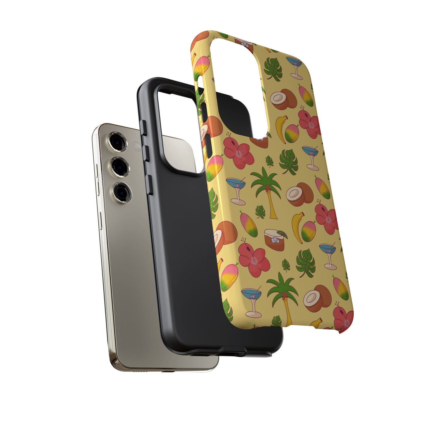 Tropical Cocktail Phone Case – Retro Summer Fruit & Palm Tree Pattern for iPhone & Samsung