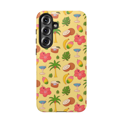 Tropical Cocktail Phone Case – Retro Summer Fruit & Palm Tree Pattern for iPhone & Samsung