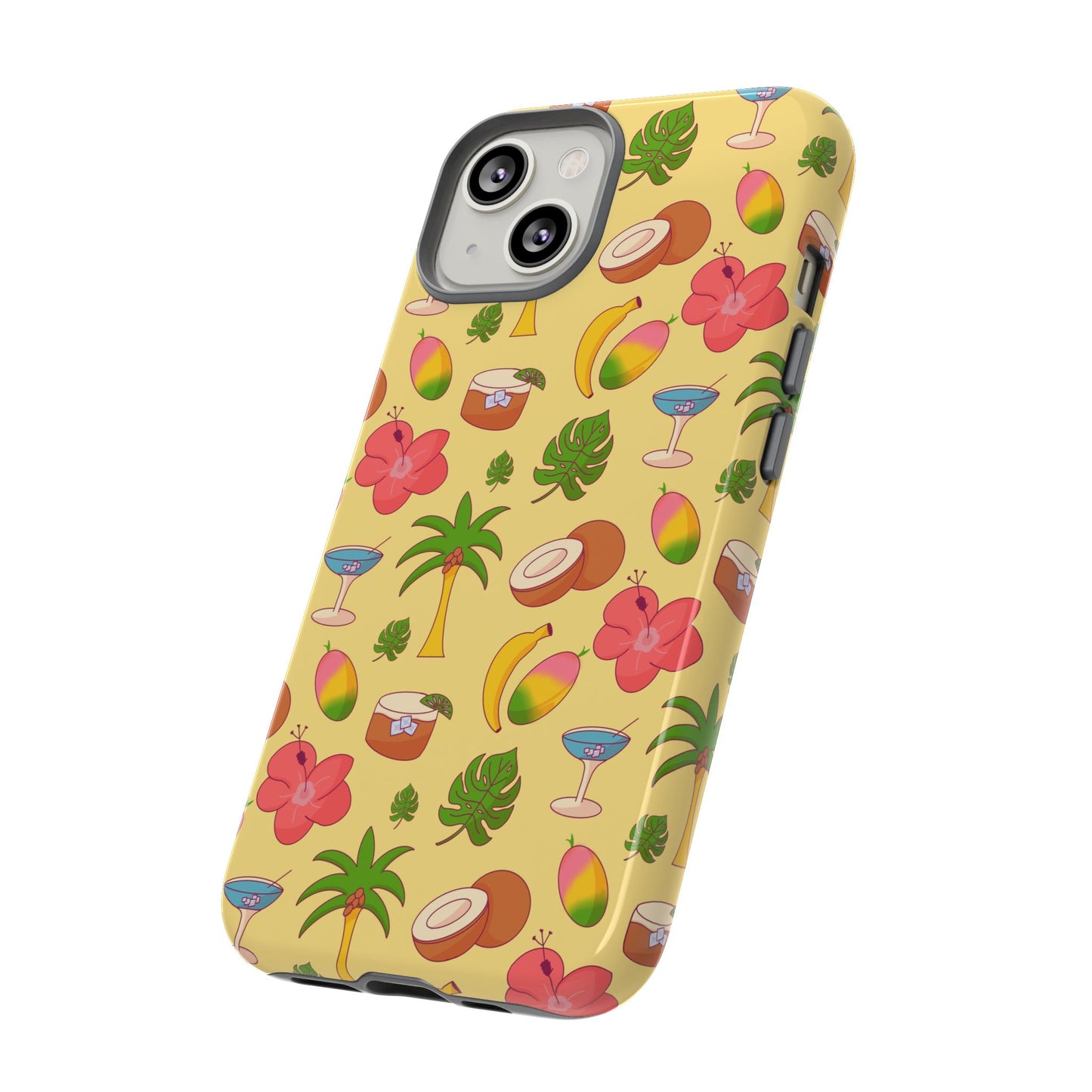 Tropical Cocktail Phone Case – Retro Summer Fruit & Palm Tree Pattern for iPhone & Samsung
