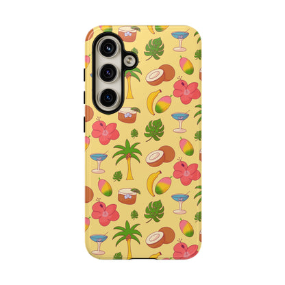 Tropical Cocktail Phone Case – Retro Summer Fruit & Palm Tree Pattern for iPhone & Samsung
