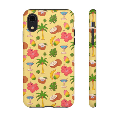 Tropical Cocktail Phone Case – Retro Summer Fruit & Palm Tree Pattern for iPhone & Samsung