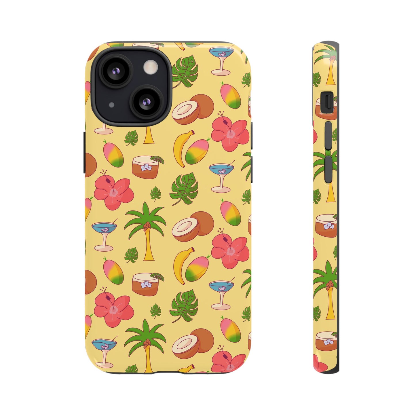 Tropical Cocktail Phone Case – Retro Summer Fruit & Palm Tree Pattern for iPhone & Samsung