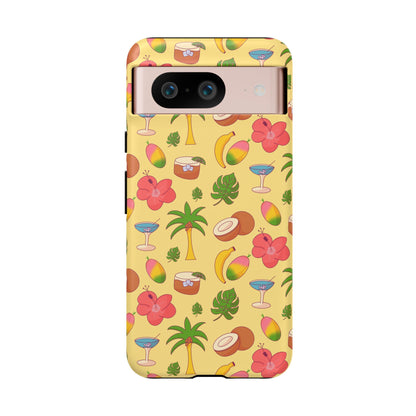 Tropical Cocktail Phone Case – Retro Summer Fruit & Palm Tree Pattern for iPhone & Samsung
