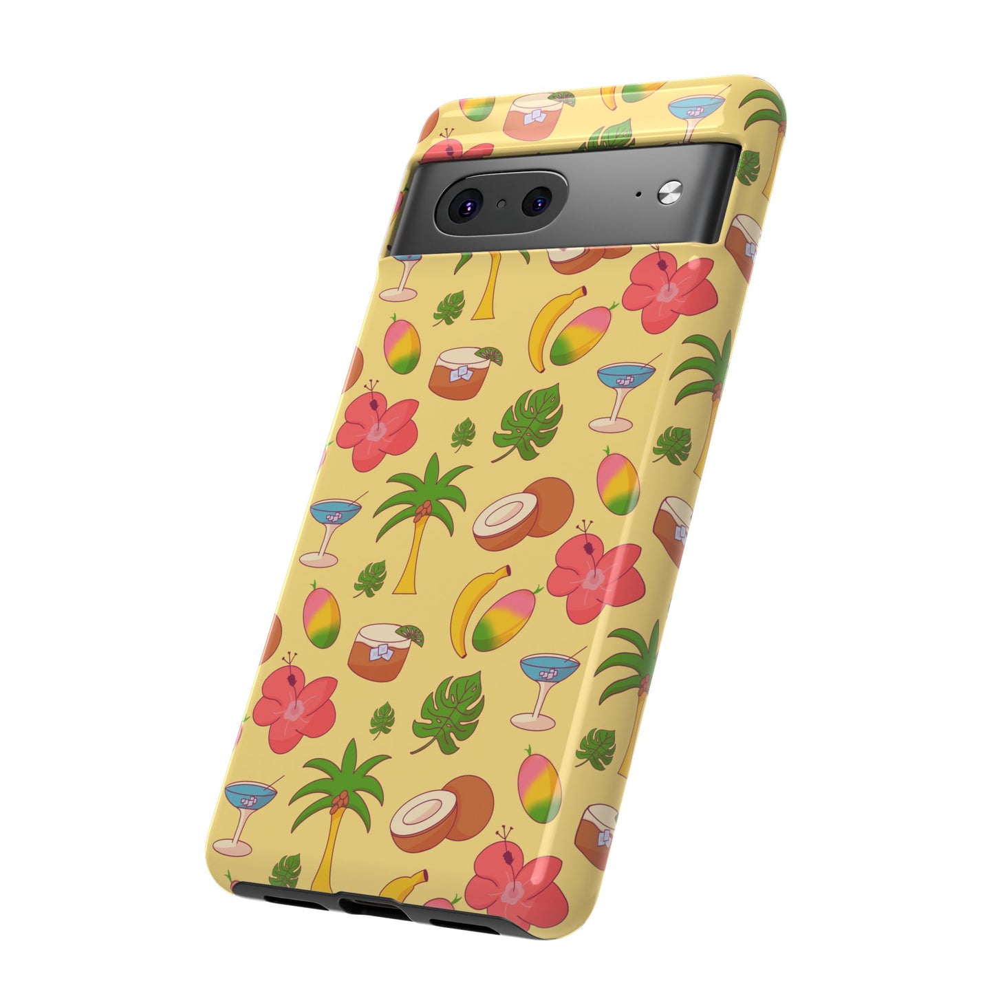 Tropical Cocktail Phone Case – Retro Summer Fruit & Palm Tree Pattern for iPhone & Samsung