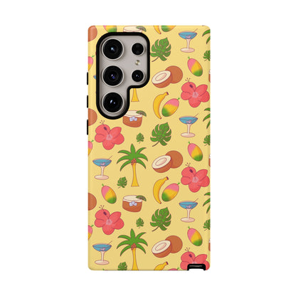 Tropical Cocktail Phone Case – Retro Summer Fruit & Palm Tree Pattern for iPhone & Samsung