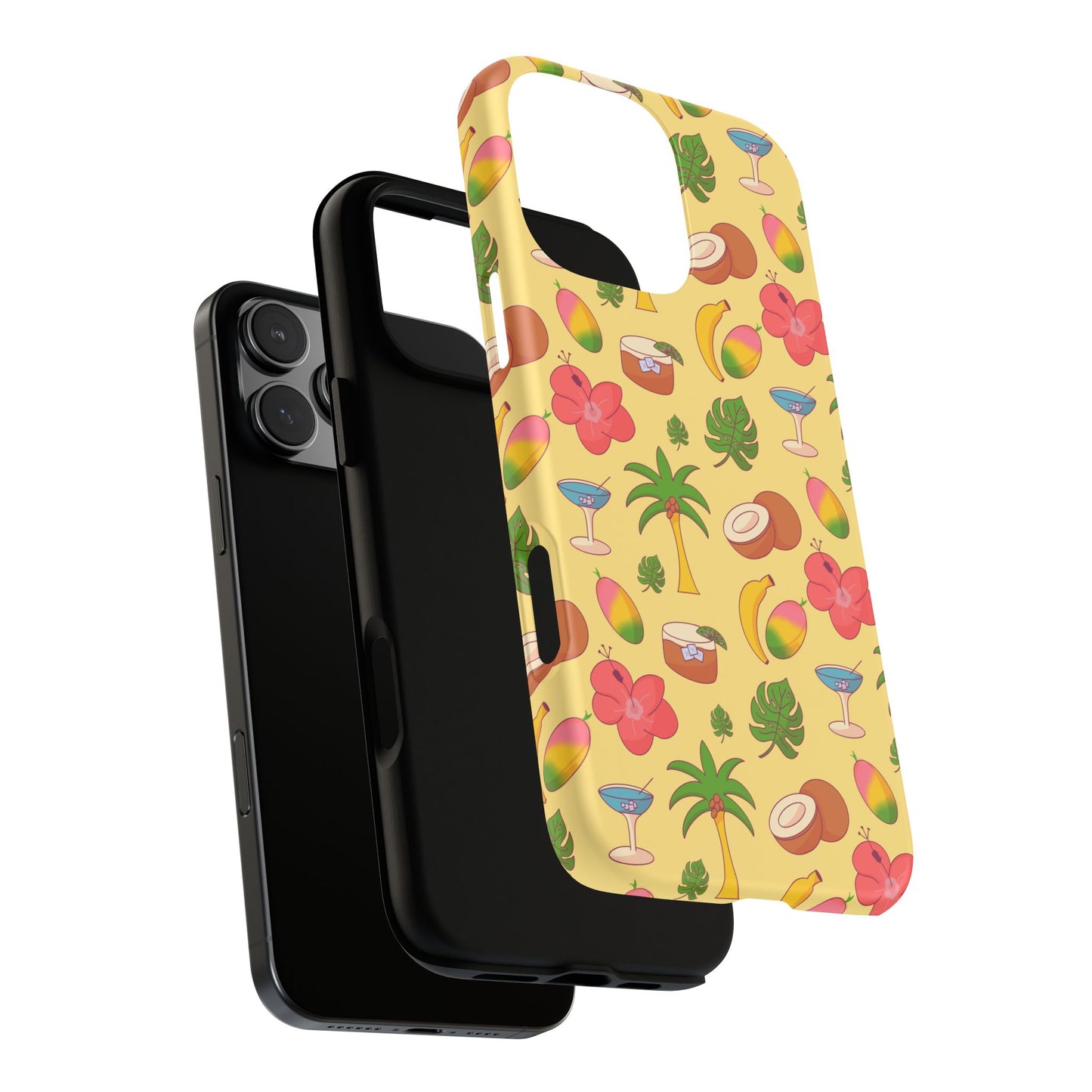 Tropical Cocktail Phone Case – Retro Summer Fruit & Palm Tree Pattern for iPhone & Samsung