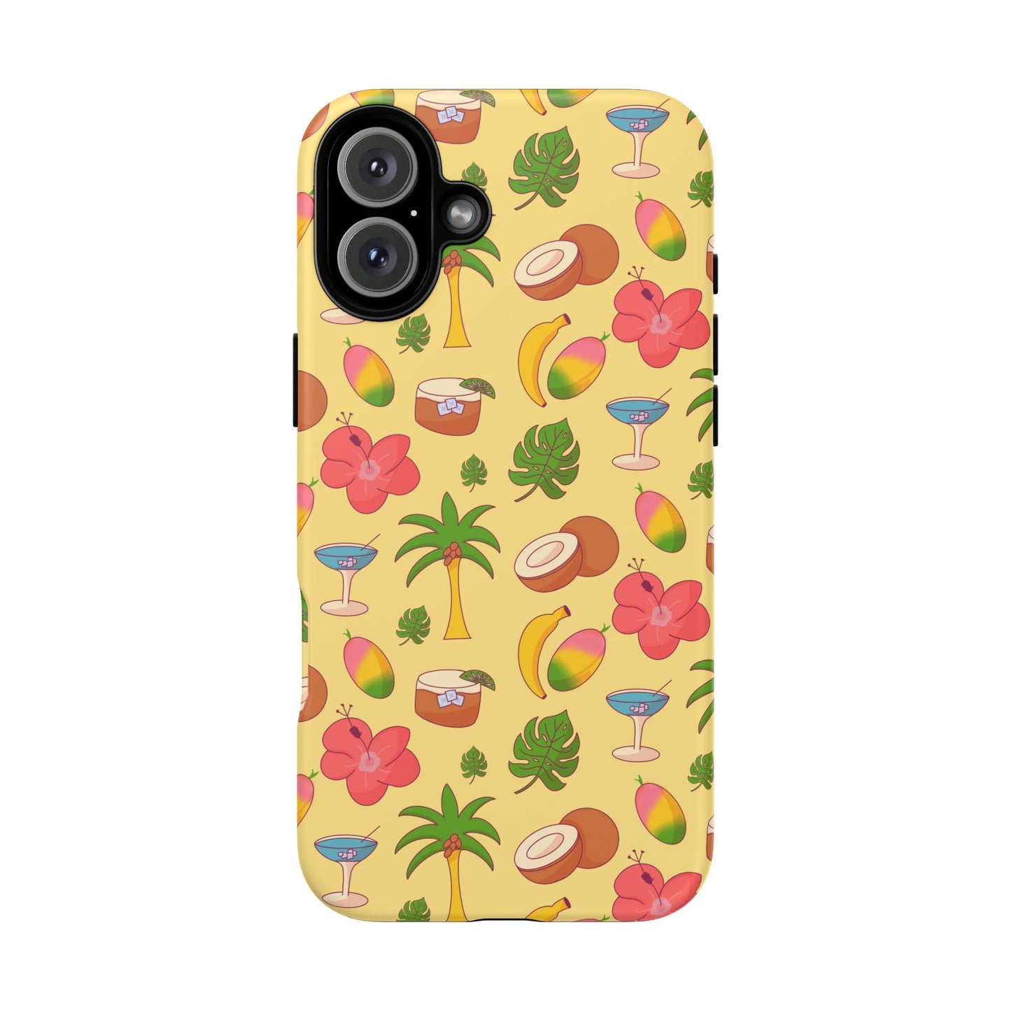Tropical Cocktail Phone Case – Retro Summer Fruit & Palm Tree Pattern for iPhone & Samsung