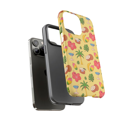 Tropical Cocktail Phone Case – Retro Summer Fruit & Palm Tree Pattern for iPhone & Samsung
