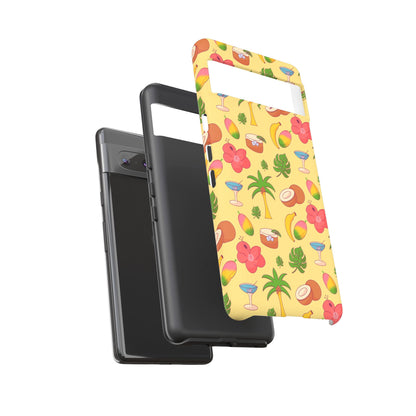 Tropical Cocktail Phone Case – Retro Summer Fruit & Palm Tree Pattern for iPhone & Samsung