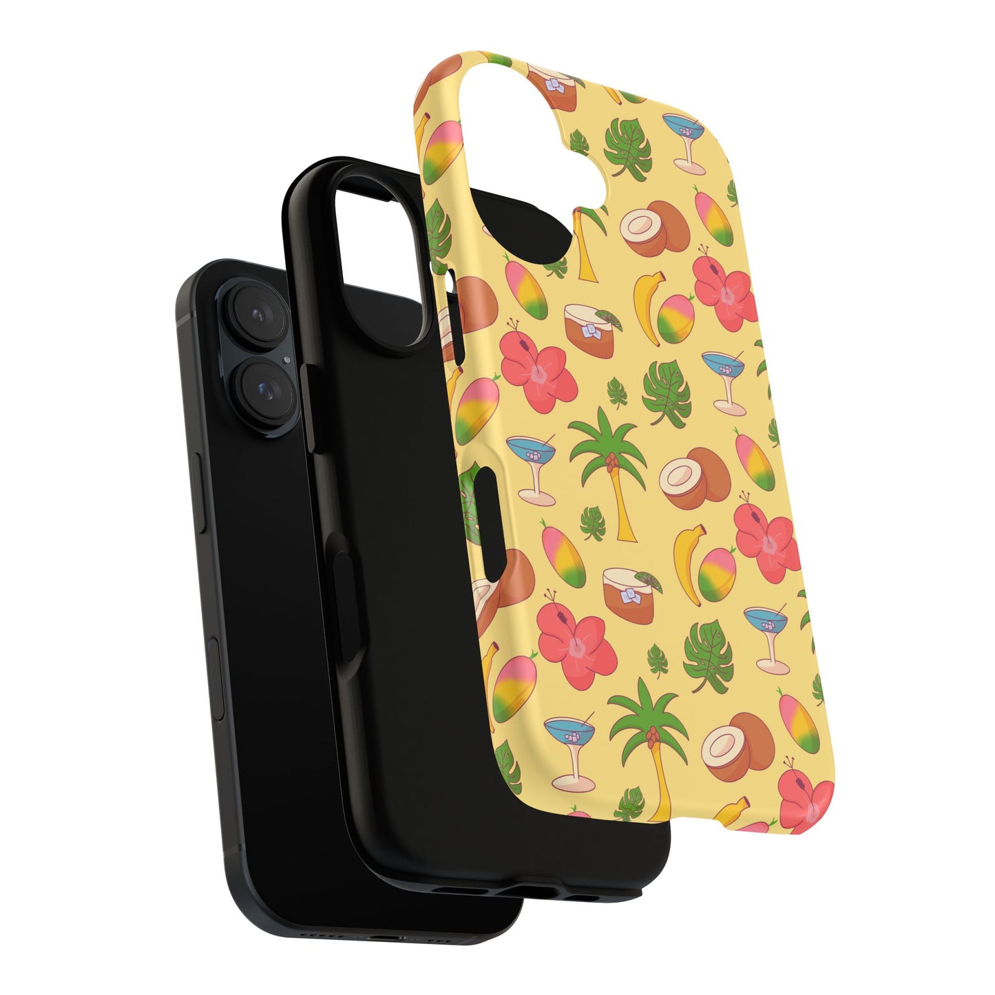 Tropical Cocktail Phone Case – Retro Summer Fruit & Palm Tree Pattern for iPhone & Samsung